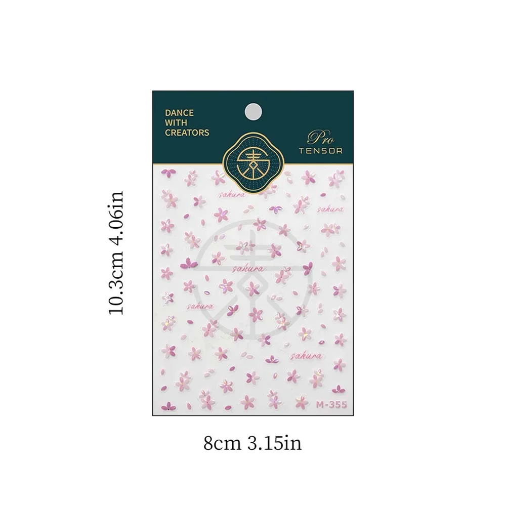 Sakura Jelly Flower Nail Stickers Peach Blossom Tulip Flower Nail Decorations Nail Accessories Pink Bowknot Flower Nail Decals