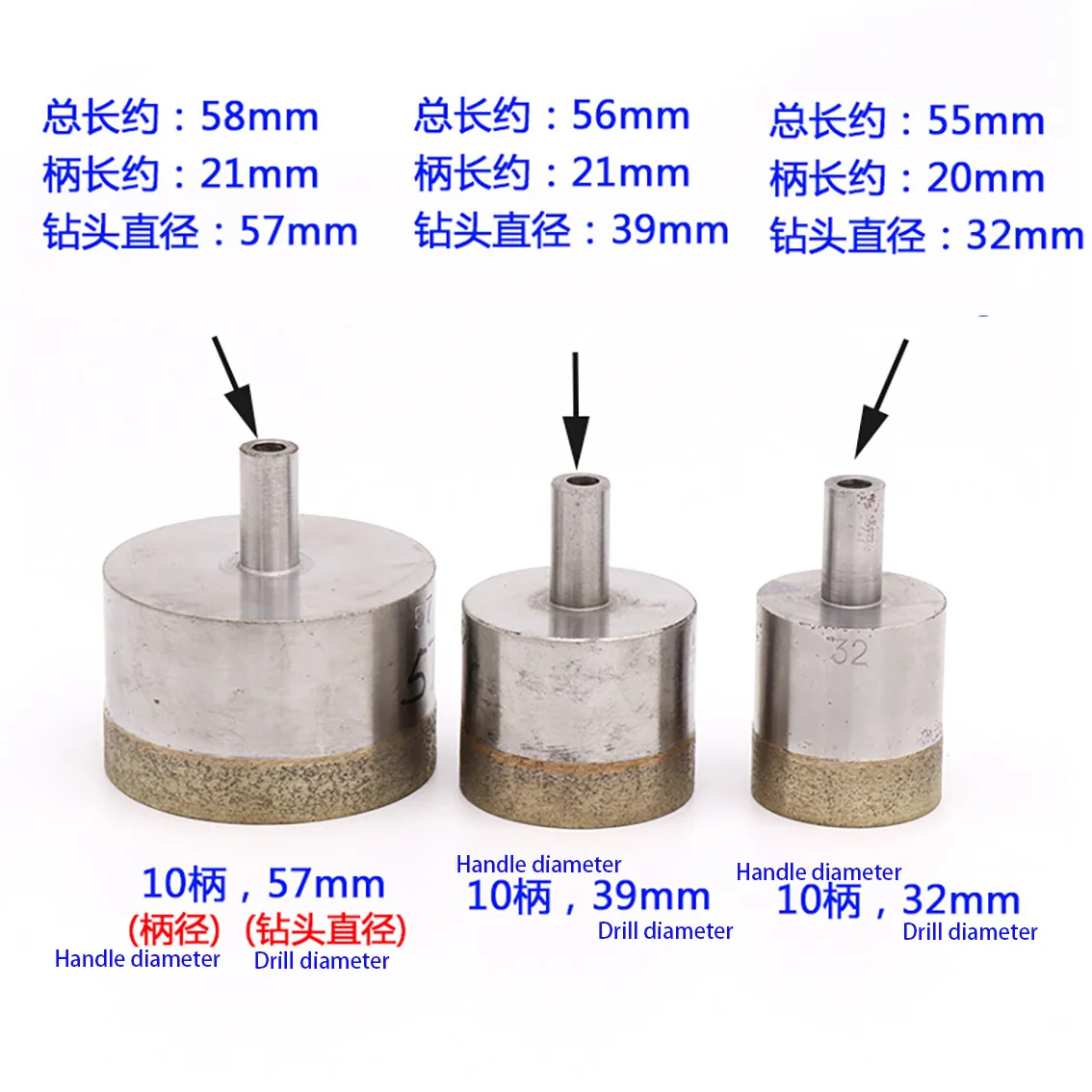 Imagem -03 - Diamante em pó Sinterizado Broca Telha Cerâmica de Vidro de Mármore Hole Saw Ferramenta Elétrica 10 Handle Mm84 mm 1pc