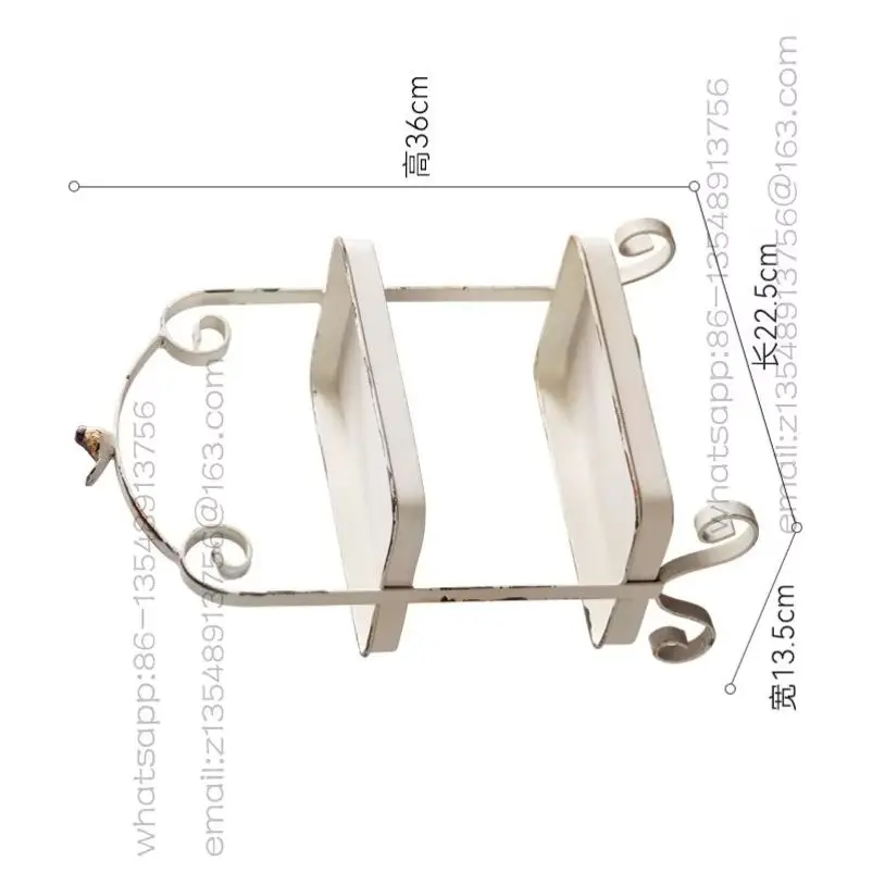 French Old Tabletop Ornament Retro Wrought Iron Double-layer Tray Sundries Storage Rack B & B Hotel Model Room Decoration