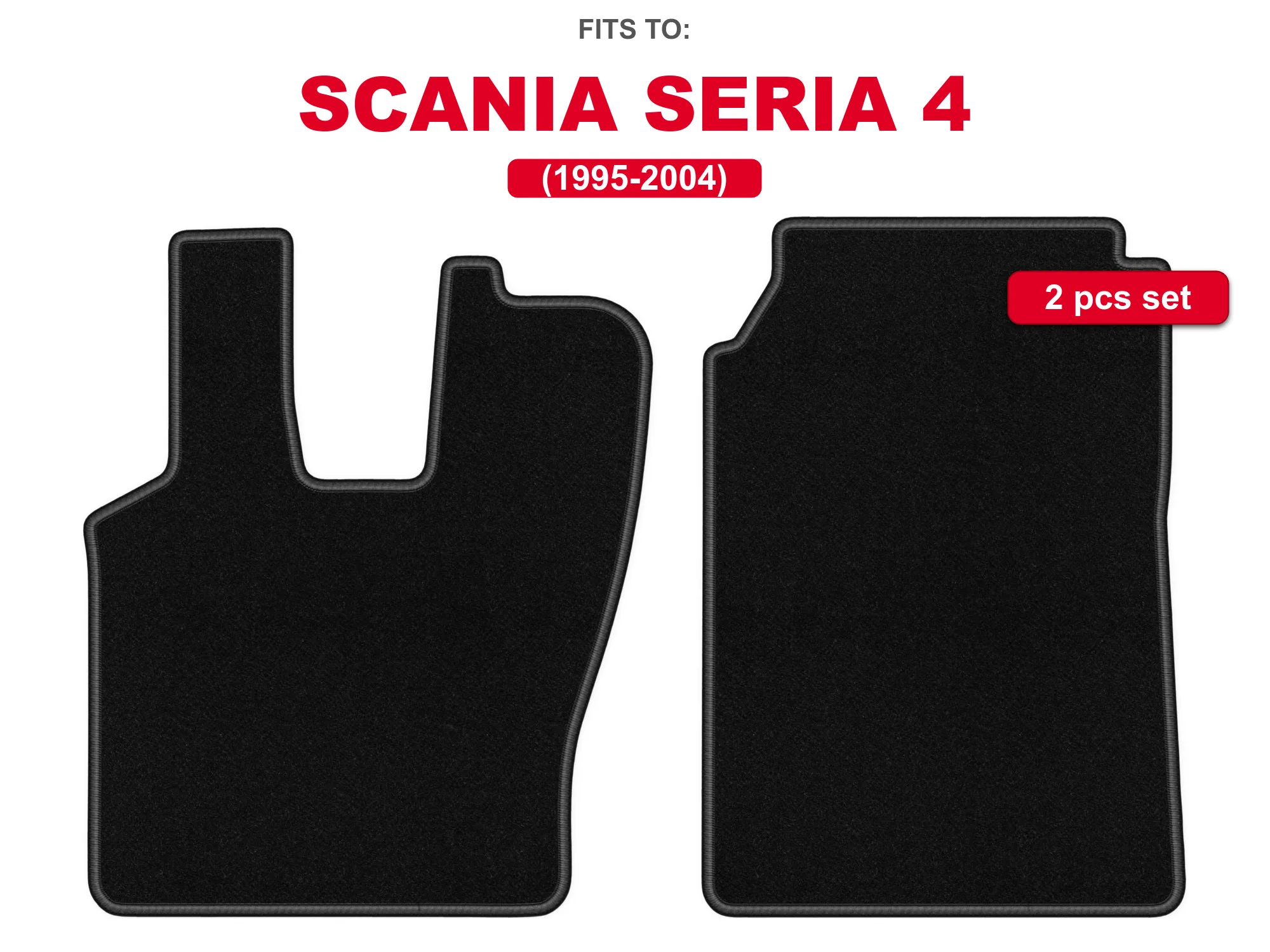 Zwarte velours voorvloermatten voor: Scania 4 Serie 1995-2004 vrachtwagen voorvloer tapijtset voor voertuigvloer