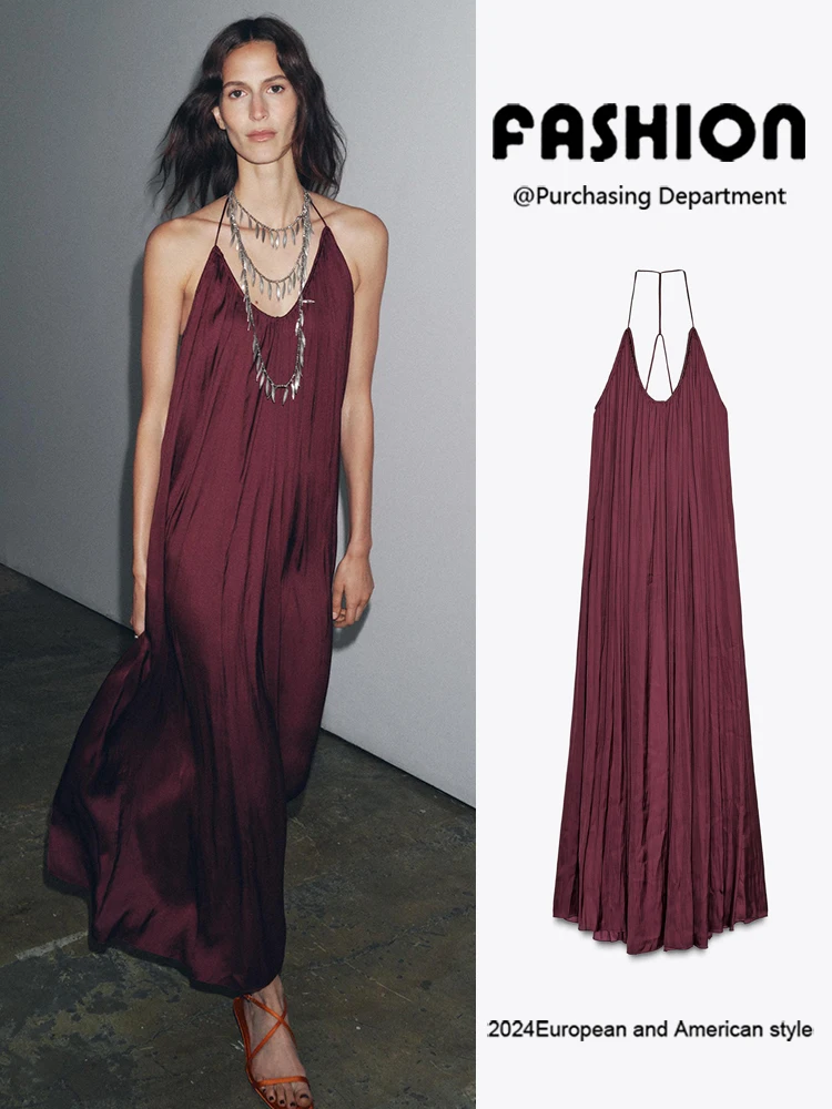 

Новое летнее женское модное длинное атласное платье на бретельках с высокой талией, вечернее платье Ele Quali, шелковый материал, без све