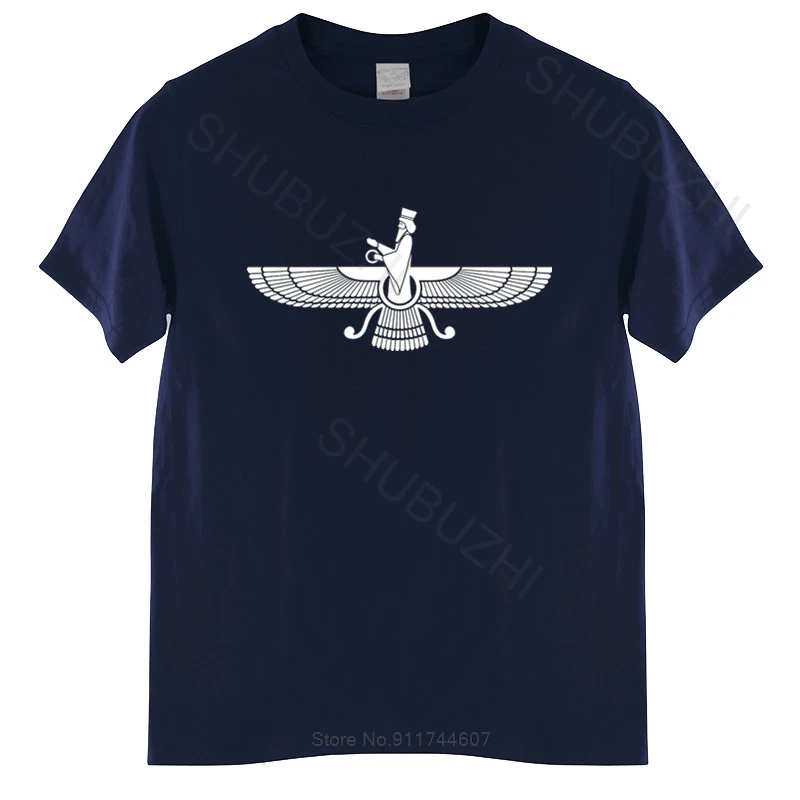 Мужская хлопковая футболка, летняя брендовая футболка фарвахар, Иран, Персия, символ, Мужская футболка, иранский персидский зороастрийский унисекс футболка