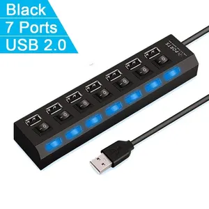 USB -Hub 2.0 -Adapter Hochgeschwindigkeit, Expansor, Mehrfach USB -Splitter, Mehrfacher Extensor, LED -Schalter, PC -Lampe, Laptop, 4 Anschlüsse, 7 Ports 6 Hauptverkaufsmoto 4 Elektrische Erwachsene - №2