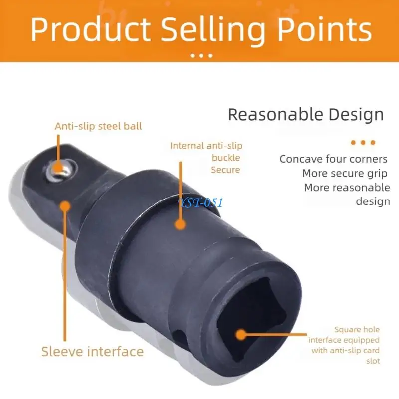 Llave impacto multiusos E15A, junta Universal, adaptador enchufe cuadrado accionamiento pulgadas