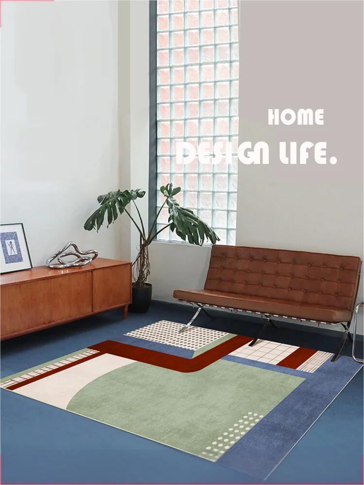 VIKAMA Vintage Geometric Circle Pile Carpet Anti-Fouling And Waterproof Living Room Carpet Bedroom Bed Blanket Home Decoration