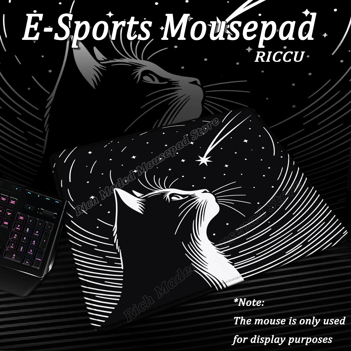 أسود أبيض القط ماوس الوسادة الصغيرة بساطتها مكتب الملحقات الكمبيوتر حصيرة مكتبية عدم الانزلاق المطاط الجدول الوسادة الرياضة الإلكترونية السجاد XS البساط #2