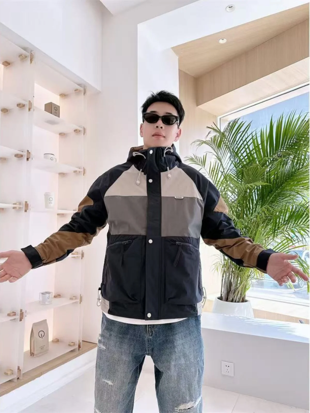 

Мужская толстовка на весну-осень, новая, цветная, с капюшоном, рабочая одежда, повседневная, свободная, модная, трендовая, молодежная, приталенная.