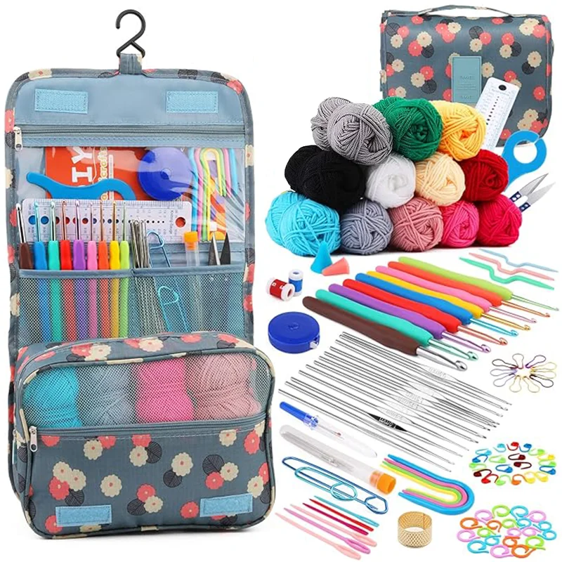 

Knitting Crochet Hook Set Home Use Sewing Tool DIY Craft Crochet Knit Markers Needles Tools Weaving Accessories With Bag