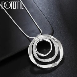 Fashion Fine Brand Silver Color Necklace For Women Luxury Wedding Jewelry Bohemia Three Circle Pendants Snake Chain Necklace