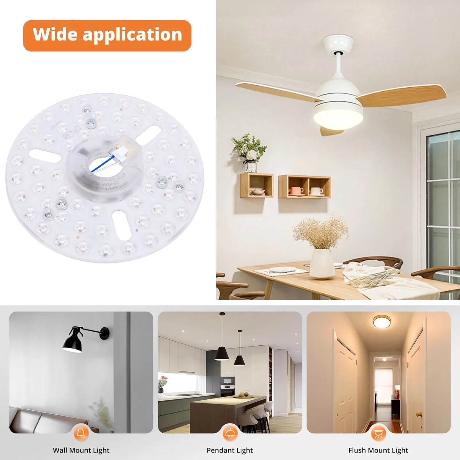 

6,3-дюймовый потолочный вентилятор, замена светодиодной подсветки, 24 Вт, 3CCT, магнитная светодиодная панель вентилятора, модернизация с функцией памяти