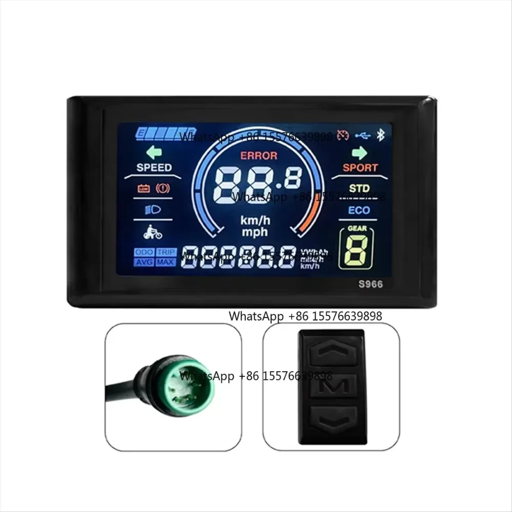 ZOCI-FOR  24-72V E-Bike LCD-S966 Colorful Display Control Panel with NFC Function Waterproof Plug Electric Bicycle Accessories