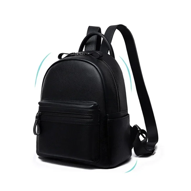 New Fashion Genuine Leather Women Solid Backpacks Luxury Brand Female Real Natural Leather Ladies Girl Student Casual Backpack