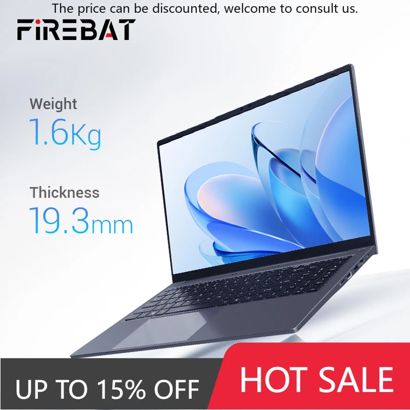 

Цена производителя, высококачественный ноутбук Firebat 15,6 дюйма N100 с 16 ГБ ОЗУ, 512 ГБ SSD, четырехъядерный ноутбук Intel Win11