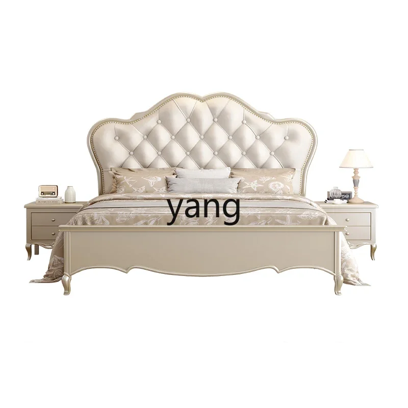LH light luxury solid wood bed modern simple double bed master bedroom high-end cream wind princess bed