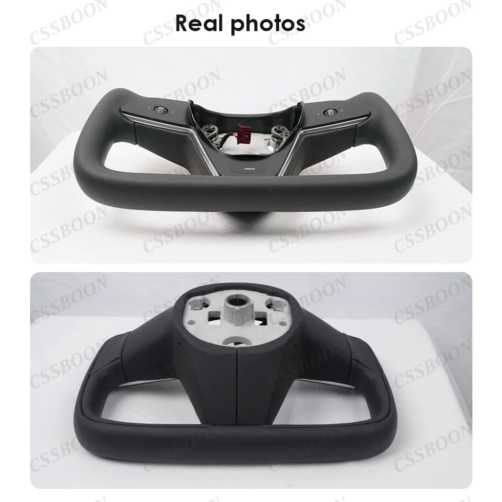 CSSBOON jukstuurwiel 377 mm voor Tesla Model 3 Model Y gemodificeerde racestijl leer wit zwart verwarmingshandvataccessoires