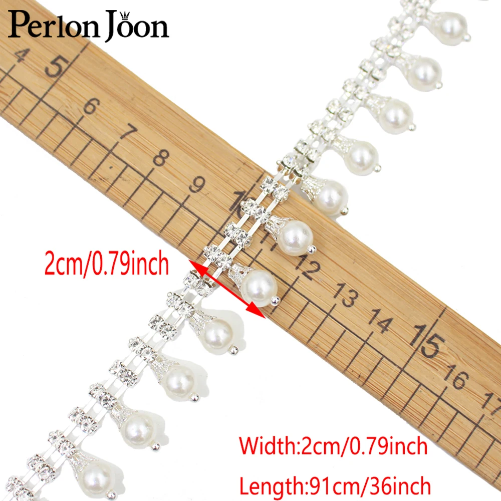 welding pearl tassel Crystal metal chain DIY wedding dress clothing decoration Bulb Shape Tassel Rhinestone Trim chain ML214