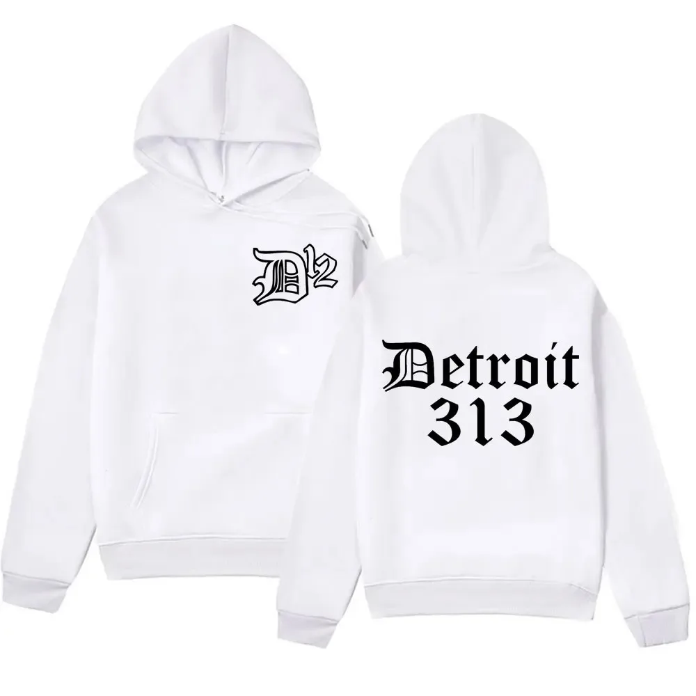 D12 Band Rapper Eminem Hoodie Detroit Michigan 313 Print Hoodies Men Women Hip Hop Vintage Style Sweatshirt Oversized Streetwear