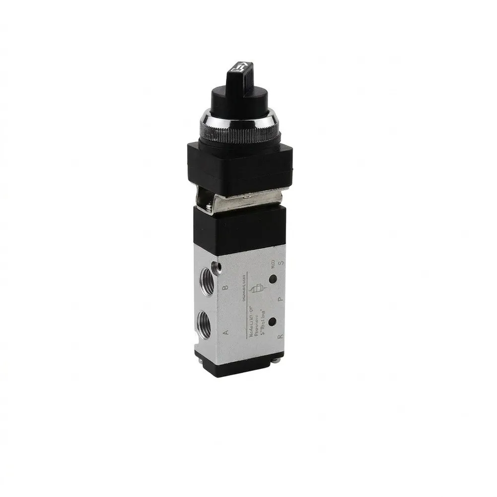 Aluminum Alloy Manual Mechanical Valve 2 Position 5 Way for MV522EB MV522TB MV-08 Pneumatic Systems 1/4 Inch P AB 1/8 Inch R