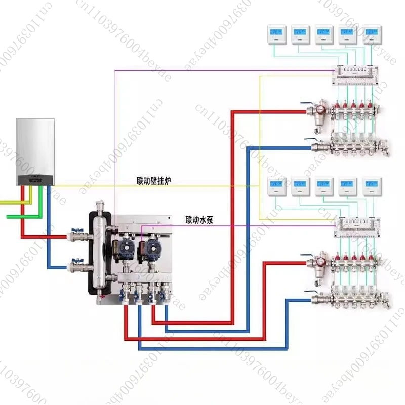 Floor Heating Mixed Water Coupling Tank Villa Duplex Geothermal Special Stainless Steel Mixed Water Tank Pump Wall-hung Boiler