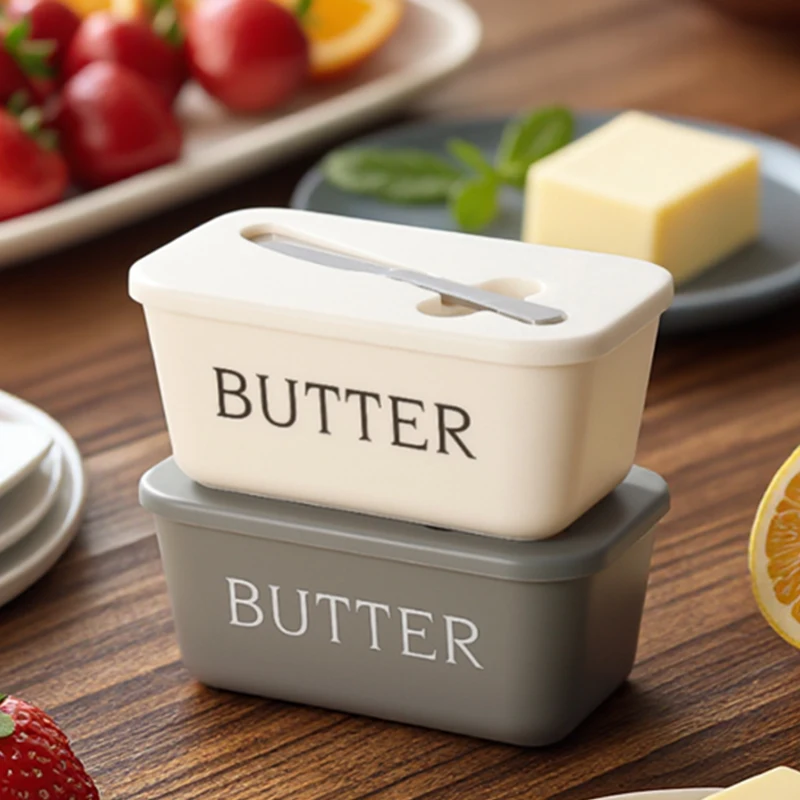 مجموعة واحدة من علبة الزبدة مع سكين، مصنوعة من مادة البولي بروبيلين الغذائية، قابلة لإعادة الاستخدام، مناسبة للسفر والنزهات والمهرجانات. #2