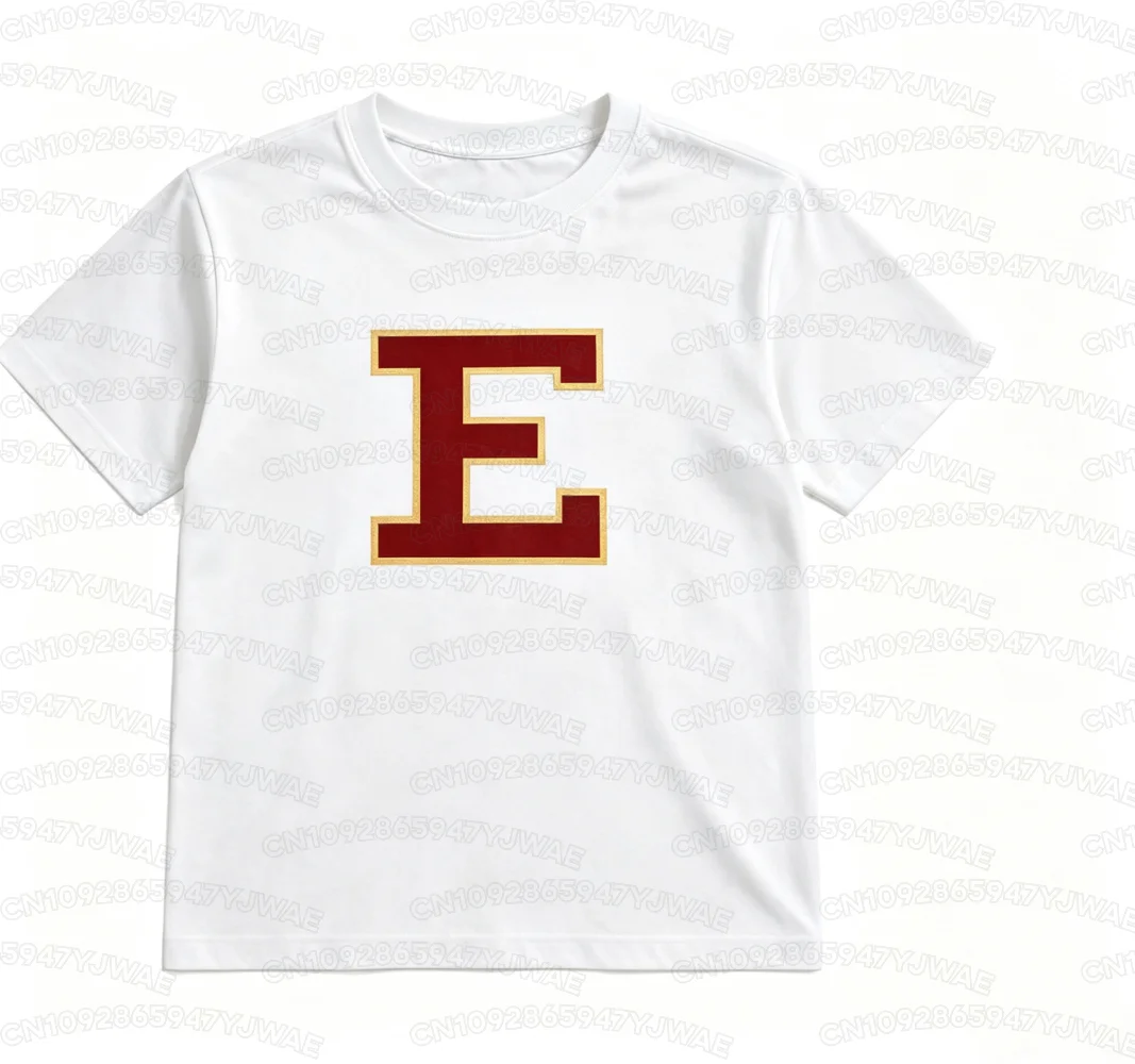 26 Summer Men Tv Crew Gir O-Neck Short Sleeve T-Shirt Teagan Tao Same Style Big Letter E Print Sports Casual Women Men T-Shirt