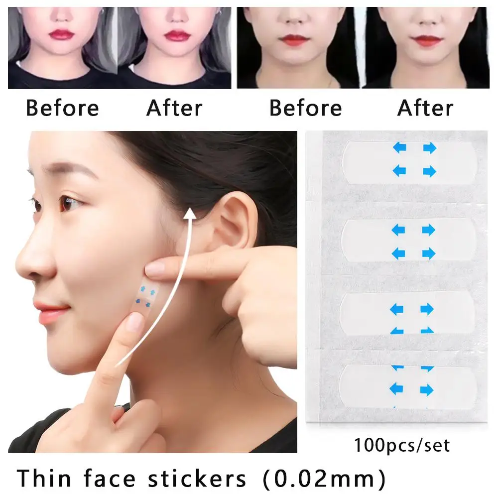100pcs Hot Tira Transparent Thin Face Patche Lifting Face Stickers Invisible Lift Tools