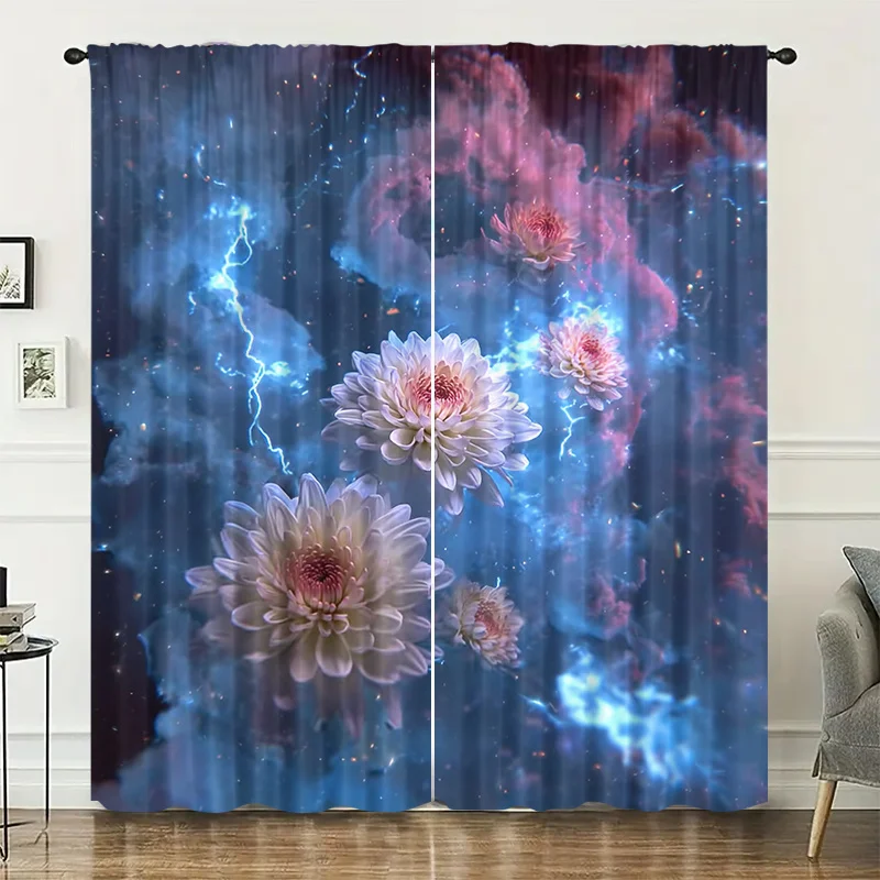 starry sky flowered curtain is installed using pocket rod method. It is suitable bedrooms living rooms balconies and can be used