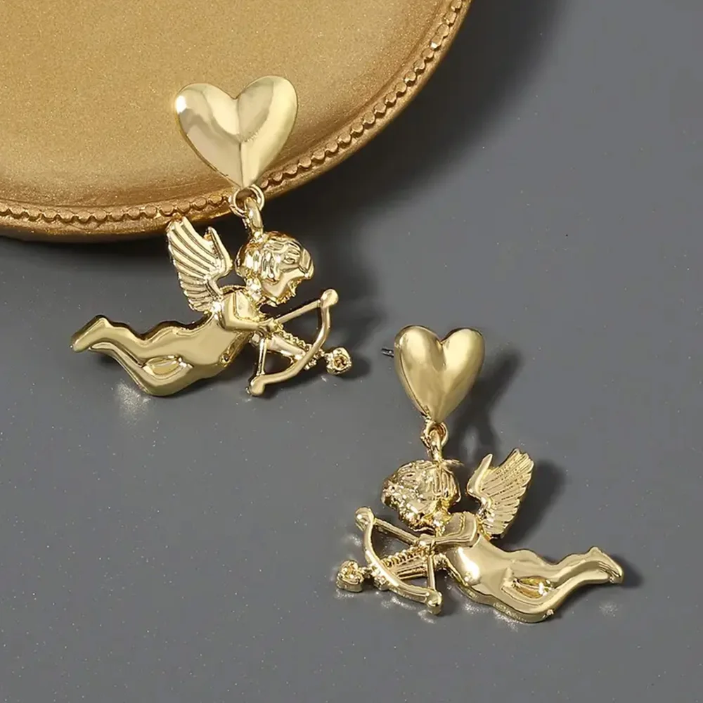 Cupid Light Luxury Temperament Versatile Trendy Fashion Niche Gold Design Earrings