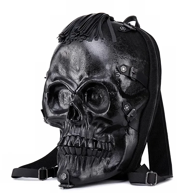 Locomotive Personality Skull Control Men's Backpack Creative Funny Backpack Women's School Bag Hip Hop Rock Trend