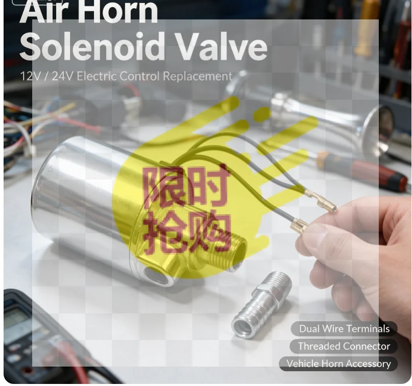 【CMO】1/4 Chrome Air Solenoid Valve For 12 Volt Or 24 Volt DC For Trucks With 1/4 Hose Barb And Metal Construction