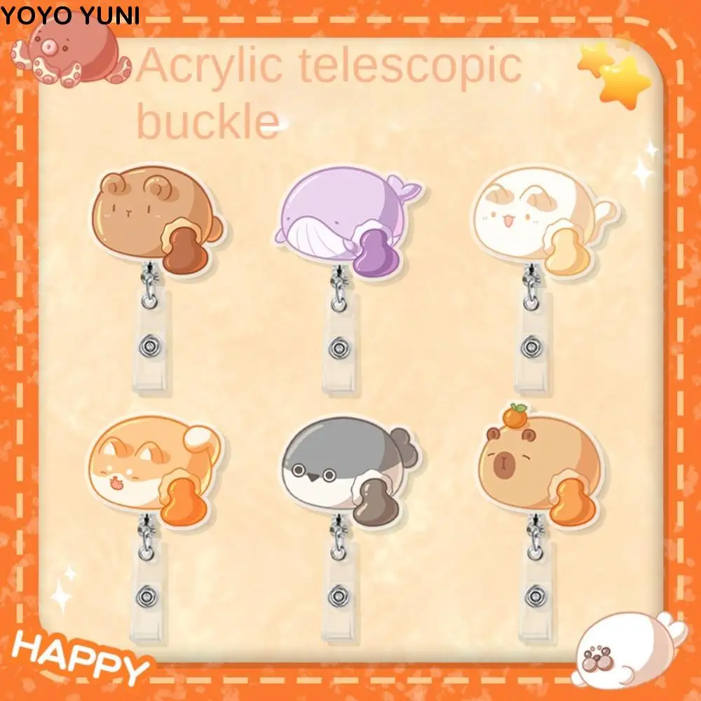 

Animal Style Dumplings Animals Badge Reel Cartoon Animal Cat Cartoon Retractable Badge Reel Creative Dumplings