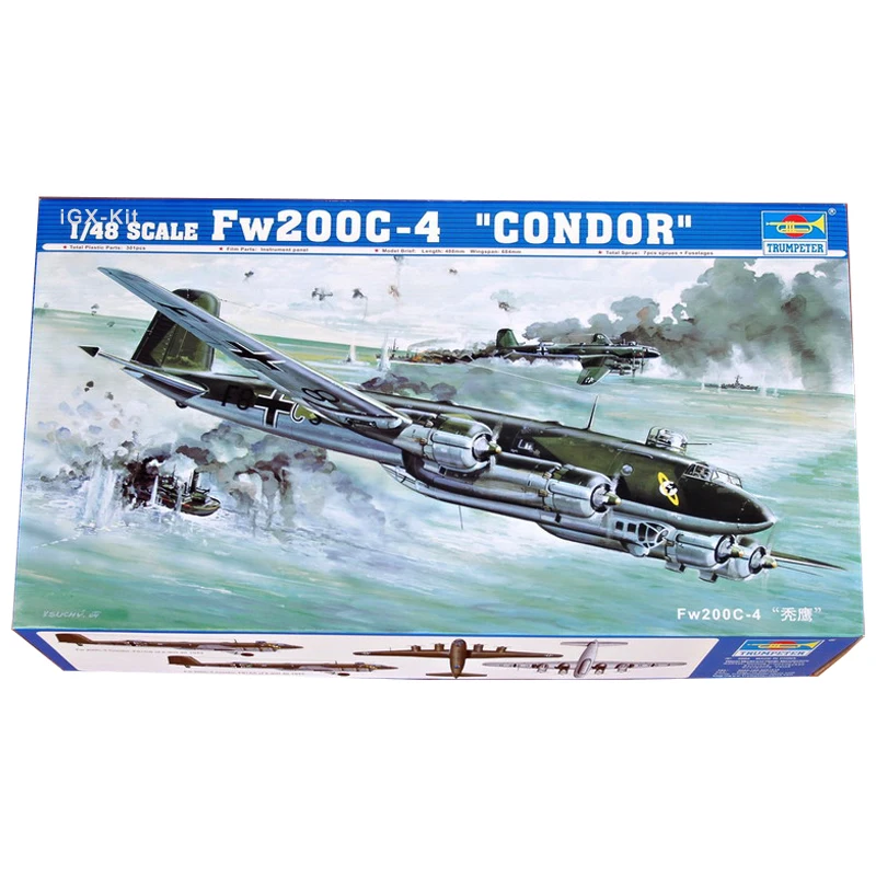 

Trumpeter 02814 1:48 Focke Wulf Fw 200C-4 Condor Patrol Bomber Plane Plastic Assembly Model Building Kit Gift Toy