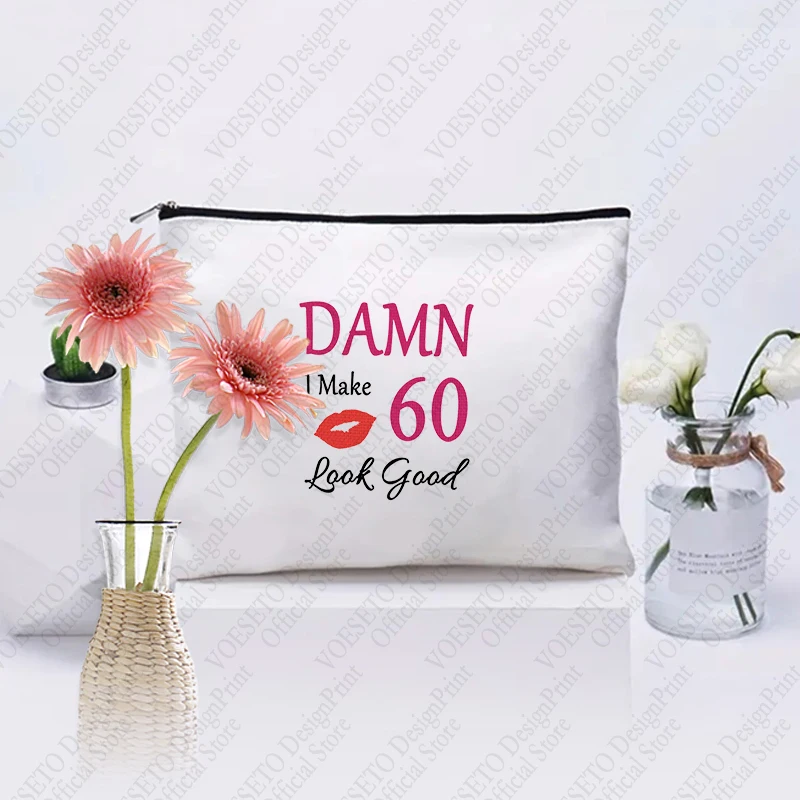 Damn i make-Bolsa de maquillaje con 60 patrones, bolsa de almacenamiento de inodoro de viaje, organizador con cremallera para regalo de fiesta, bolsa de cosméticos, 1 unidad