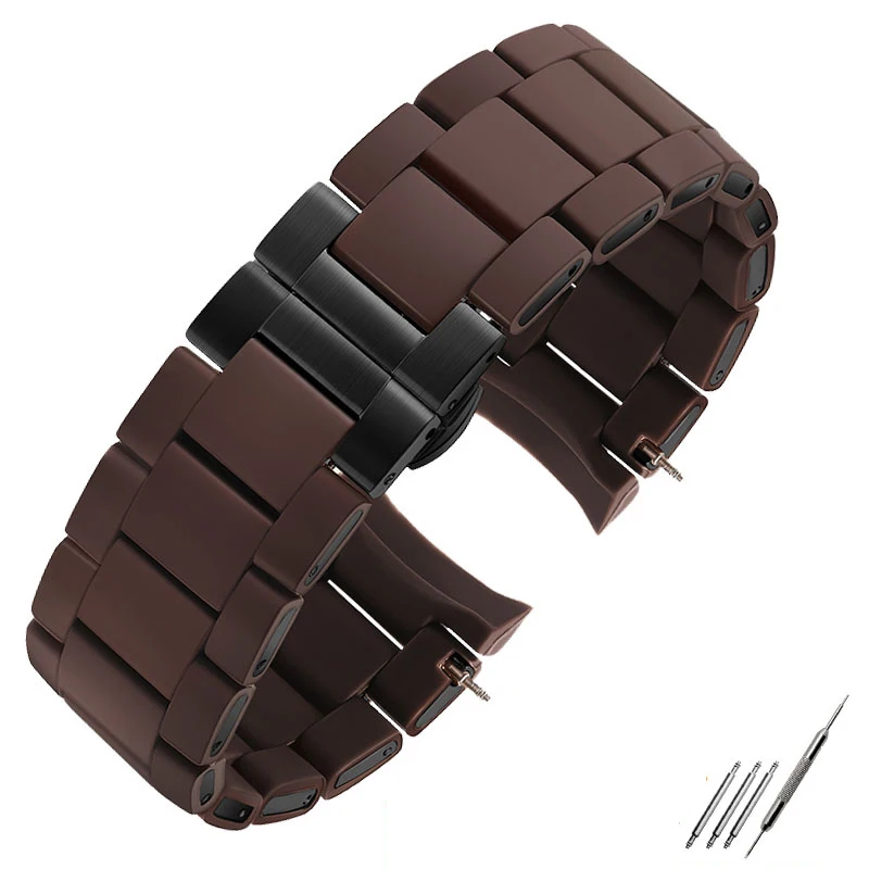 high quality curve end watchband for Armani AR5905 5890 5919 5906 5891 5920 watch band 20mm 23mm black brown and rose gold strap image 3