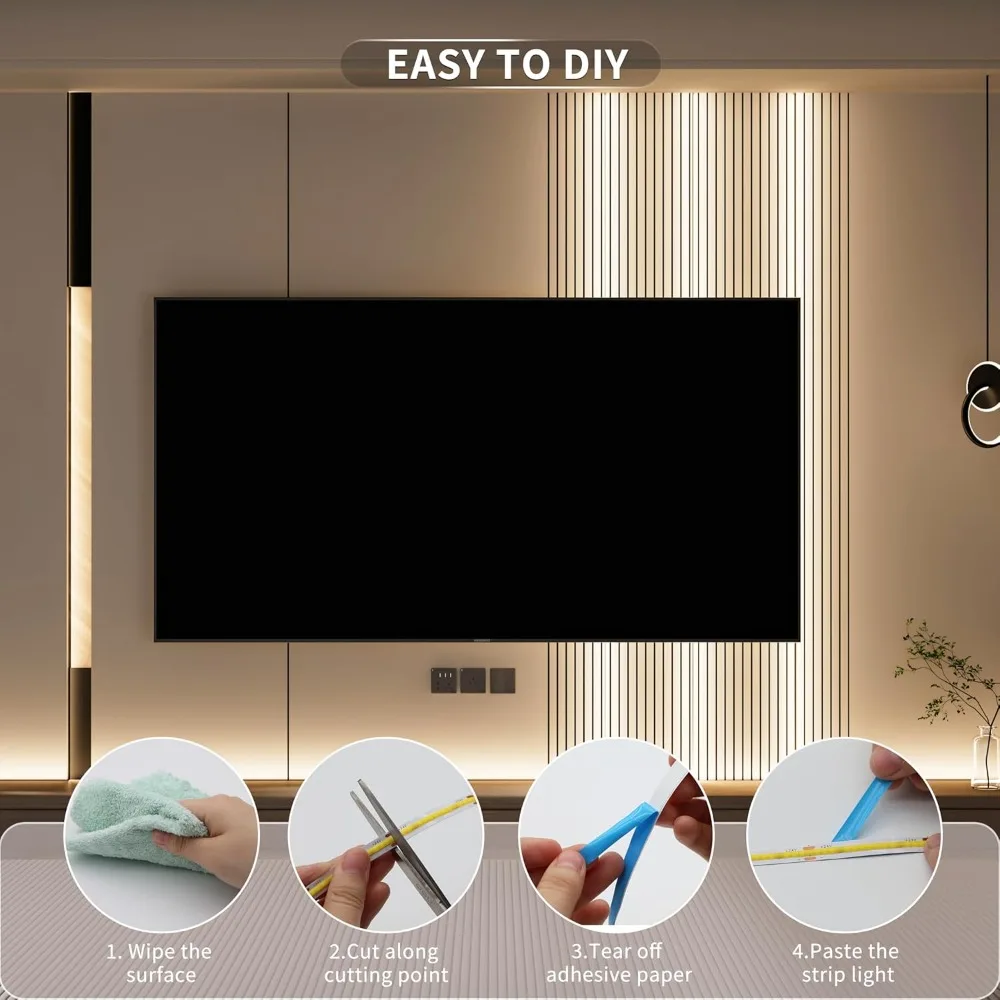 Smart PIR Motion Sensor Super Bright 12V COB LED Strip Light Auto ON/OFF 320leds/m Linear Dimmable Kitchen Stair Wardrobe Decor