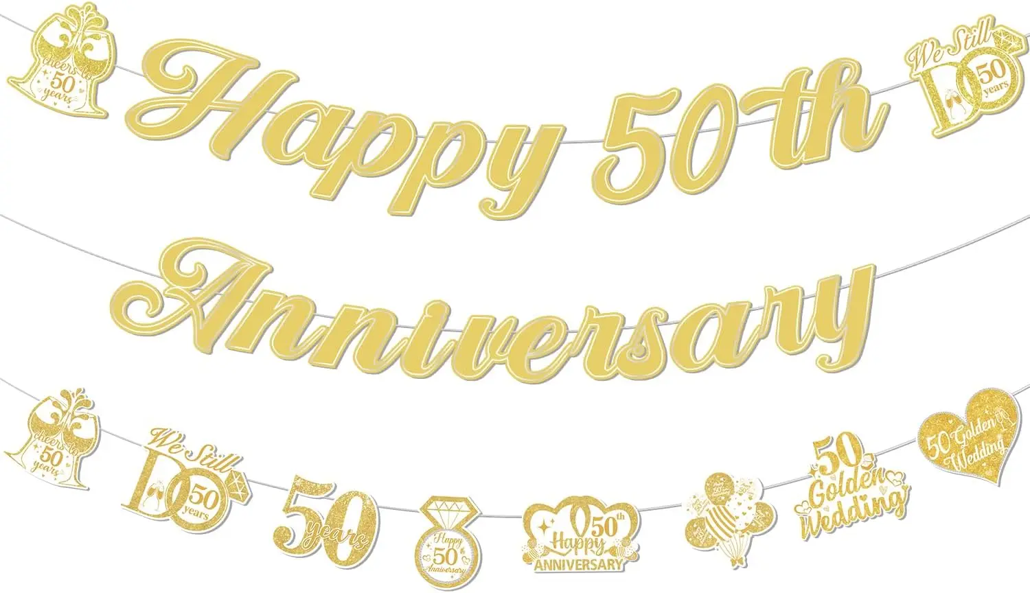 

50-е золотое украшение на годовщину свадьбы, комплект гирлянд из баннера с 50-летием, мы все еще годы, декор «Вседай»