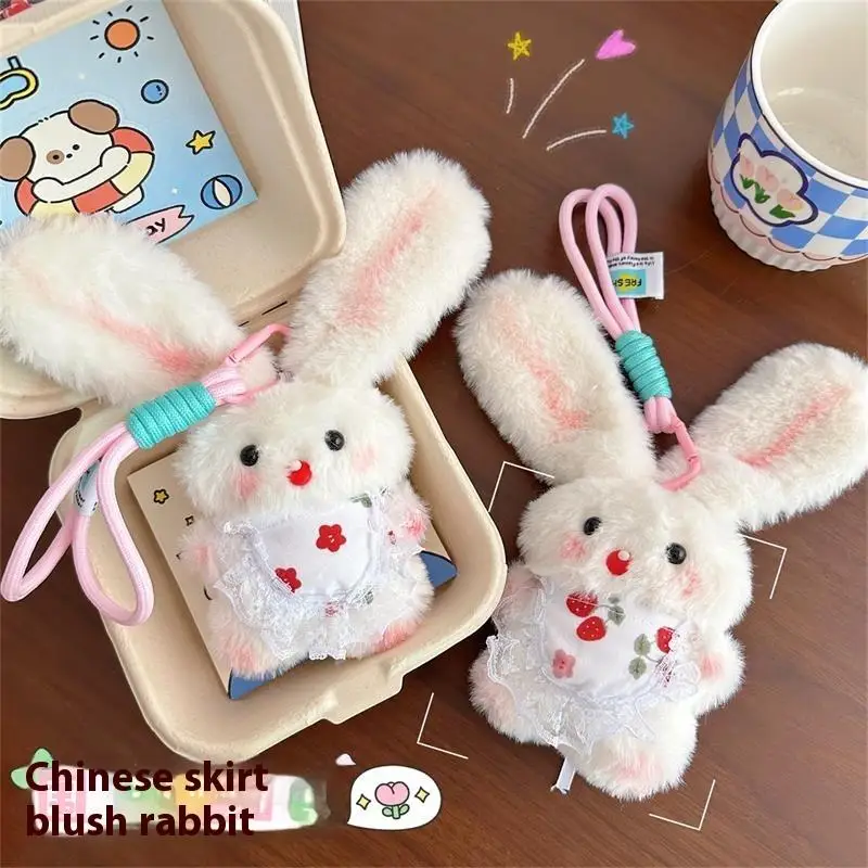 Long Ear Rabbit Squeaky Plush Keychain Soft Doll Bag Hanging Ornament Girl Gift Toy