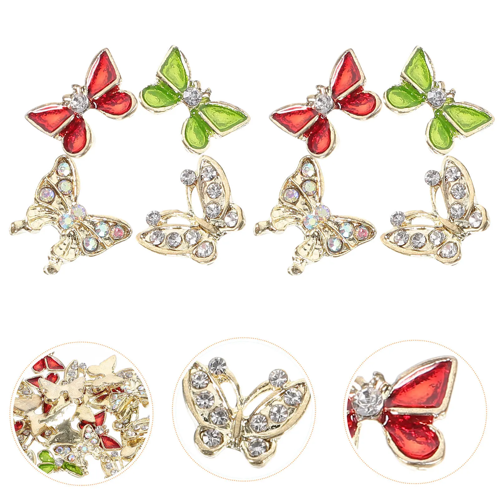 40 ciondoli per nail art a forma di farfalla, disegni attraenti, dimensioni ridotte, facili da usare, decorazioni per feste di Natale, ciondoli per unghie