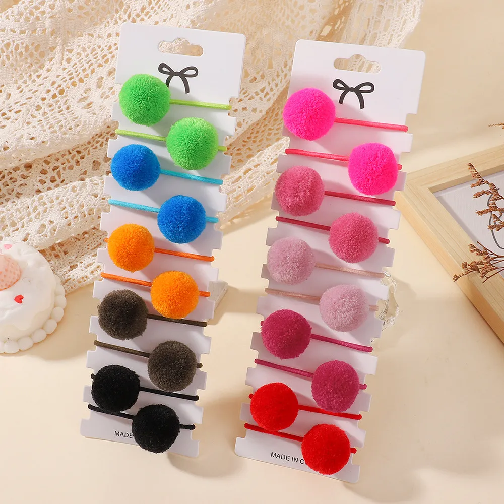 10 Stück buntes elastisches Haarseil mit einzelner Kugel für Kinder, niedliches Stirnband, solide Haargummis, Kinder-Kopfbedeckung, Zubehör für Mädchen, Geschenk