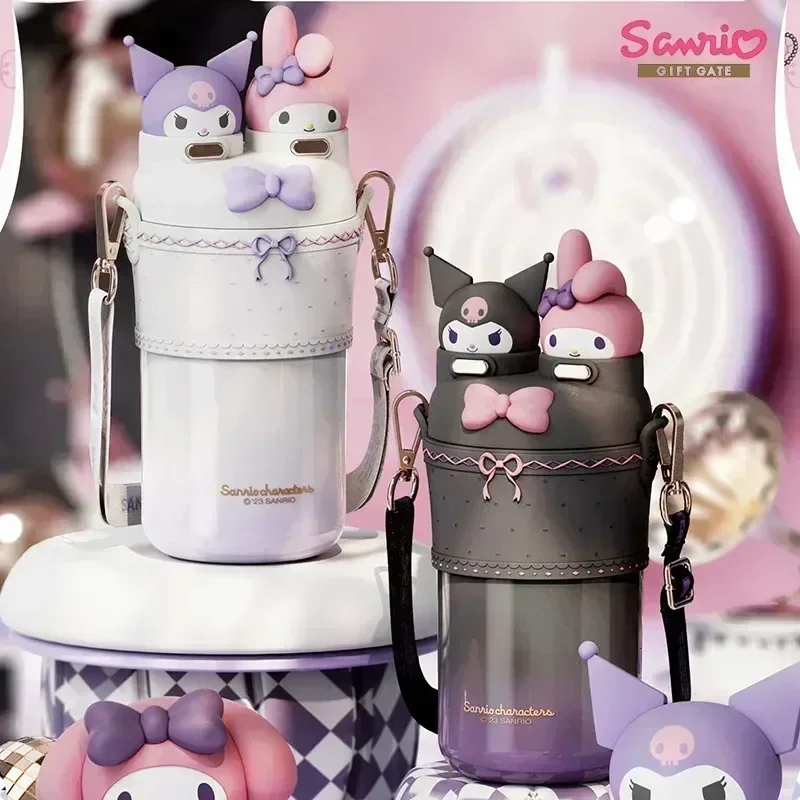 Genuine 500ml Sanrio Thermos Mug Kuromi My Melody 316 Stainless Steel Portable Lolita Water Cup Travel Water Bottle Kawaii Kids