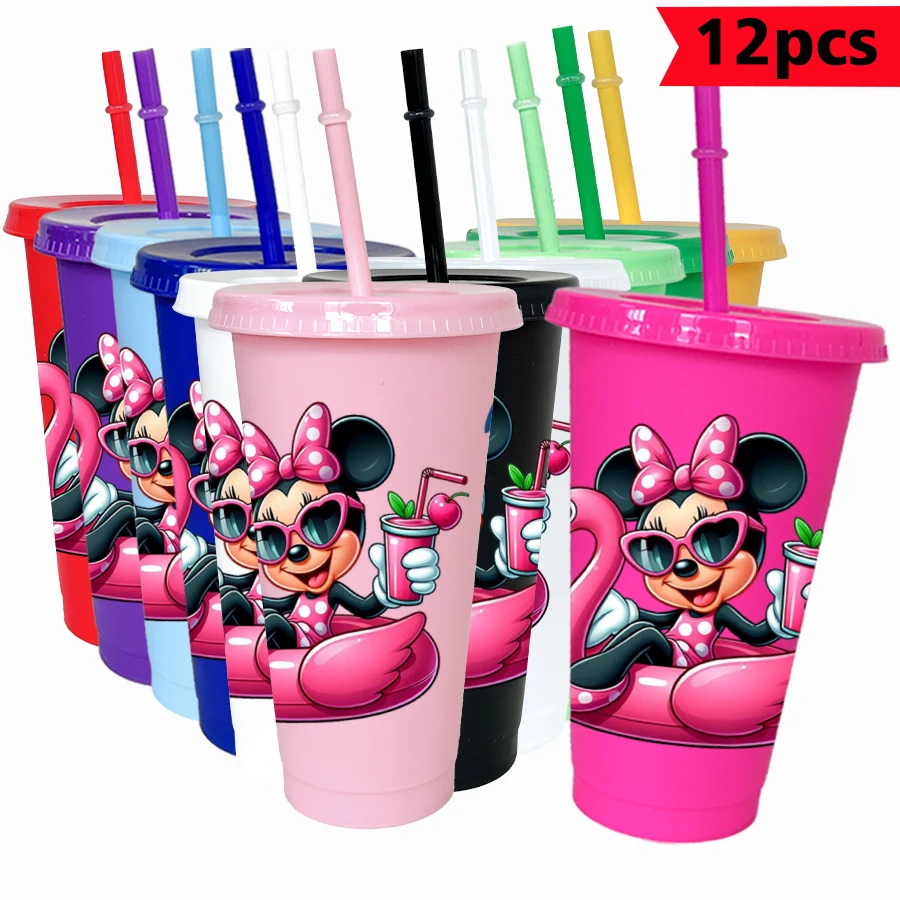 

12 pcs/pack Disney, Minnie, drinks 26oz colorful plastic tumbler birthday party drinking utensils juice coffee cup