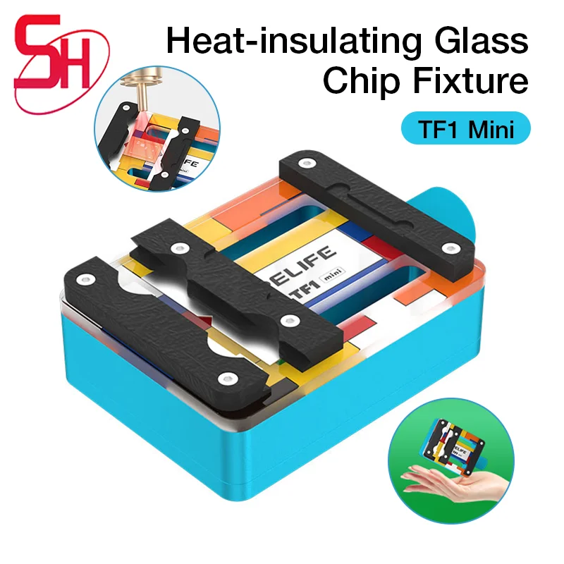 RELIFE TF1 Mini Insulated Tempered Glass Fixture Mobile Phones PCB Board CPU Chip IC Planting Tin Holder Welding Pad Glue Clean