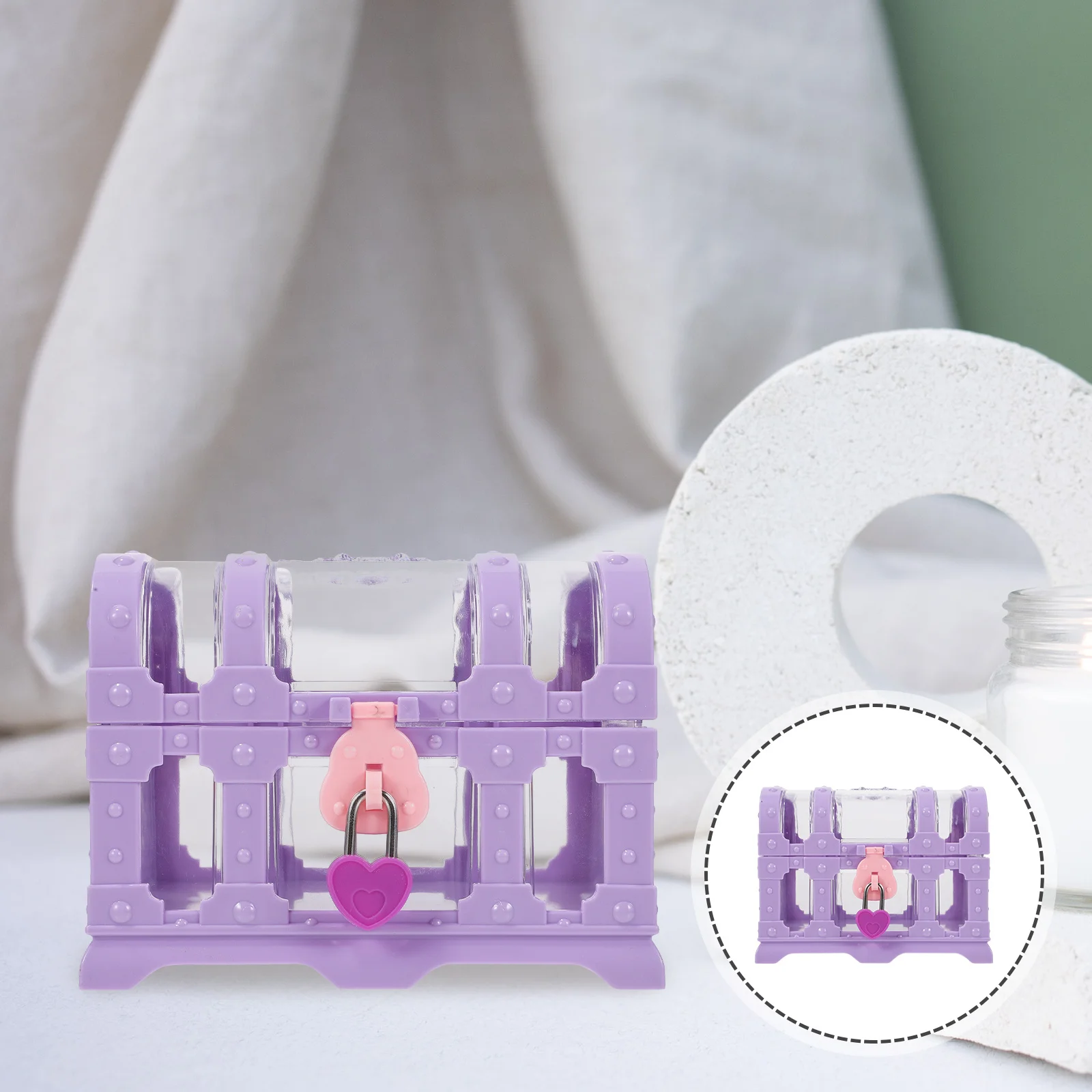 Vintage Treasure Chest with Lock for Children's Jewelry Coins Pirate Map Small Keepsake Box Kids Imagination Game Party