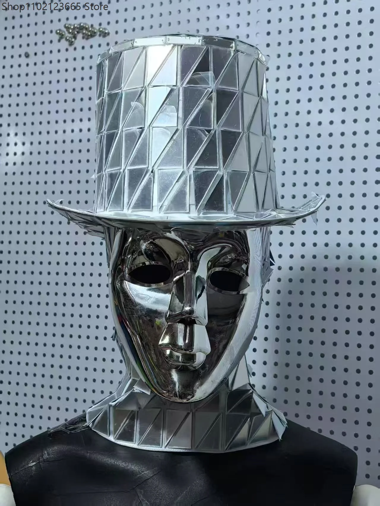 Silver Mirror Hat Mask Bar Props Performance Hat Cosplay Party Stage Mirror Man Dance Light Robot Role Play Costume Accessories