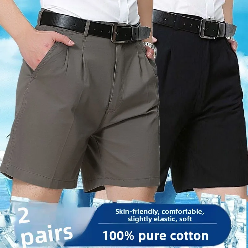 Busin Celana Panjang Lurus Tipis Panjang Lima Perempat Longgar Ors Pria Katun Murni Kasual untuk Usia Menengah dan Ly