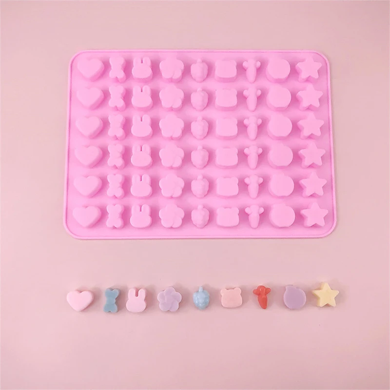 54 Cavities Fruit Animal Silicone Fondant Mold DIY Cake Decoration Tools Jelly Ice Cubes Handmade Drip Glue Fire Paint Wax Molds