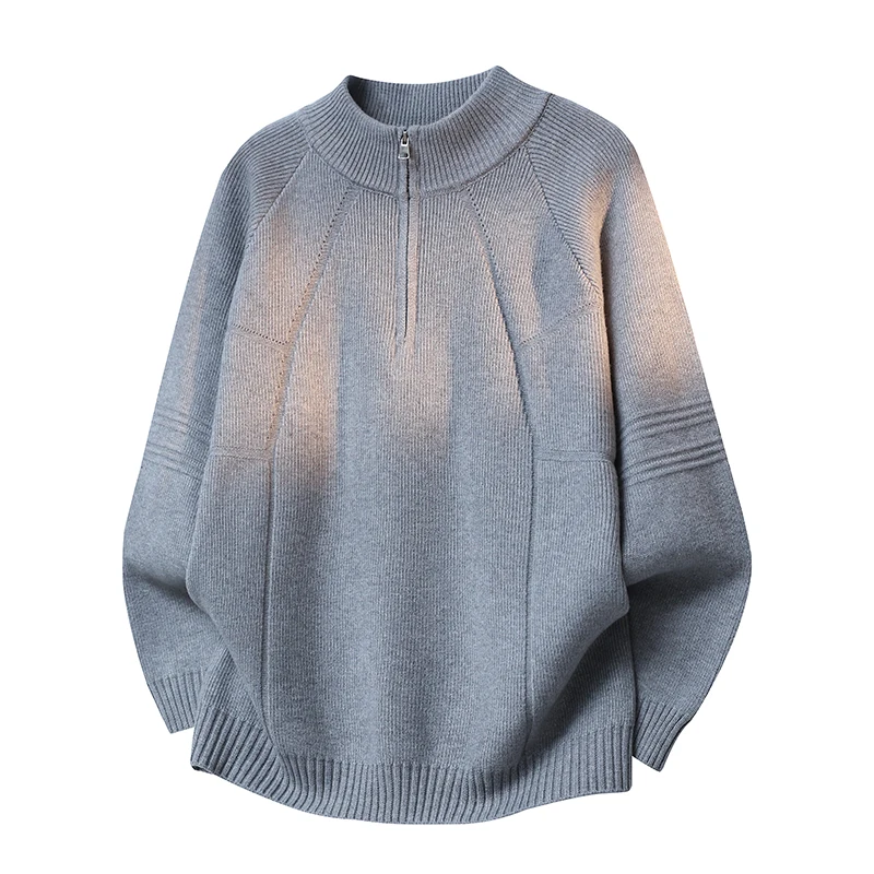 

Stylish and versatile loose knitted half-neck stand-up collar 2025 autumn and winter comfortable patterned sweater for teenagers