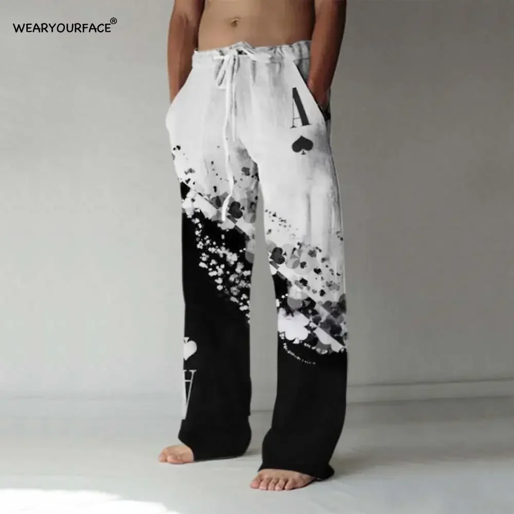 

Stars and Stripes Straight Full Length Wide Leg Pants Printed Hipster Fashion Trousers Streetwear Jogger Sweatpants Men Clothing