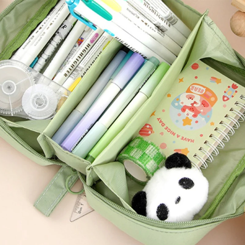 Aesthetic Large Capacity Pencil Case Pencil Boxes For Girls Cute Korean Stationery School Supplies Zipper Pen Pouch Organizer