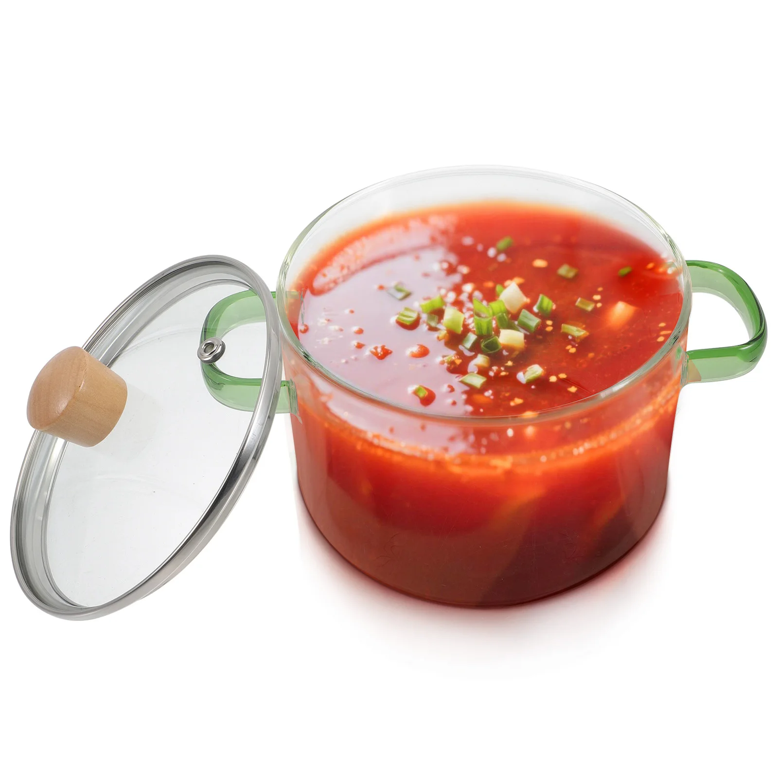 

1500ML Glass Noodle Cooking Pot With Lid Double Handle Clear Stew Pot Kitchen Cookware